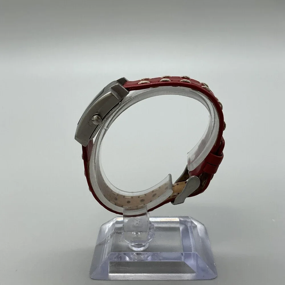 TOKYObay Womens Watch 23mm Cream Dial Red Leather Square New Battery